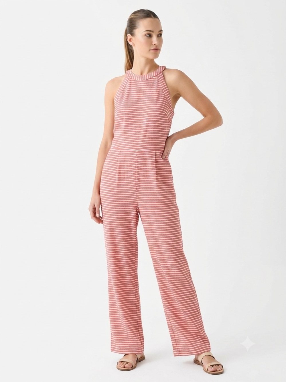 NWOT Striped Sleeveless Jumpsuit No Stretch